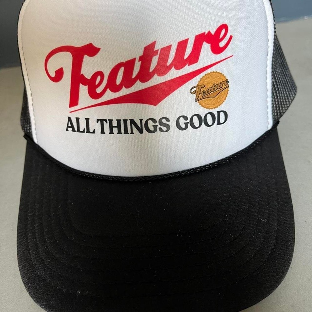 Feature All Things Good Trucker Cap Streetwear Snapback Black White Red - Picture 2 of 5
